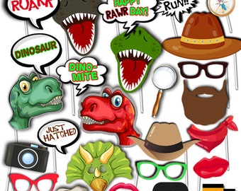 Dinosaur Photo Booth Props, Printable Dinosaur Photobooth Props, Dinosaur Kids Party Props, Safari Photo Booth Props, Instant Download RPP31