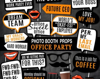 Office Party Photo Booth Props, Funny Adult Work Party Printables, Instant Download RPP64