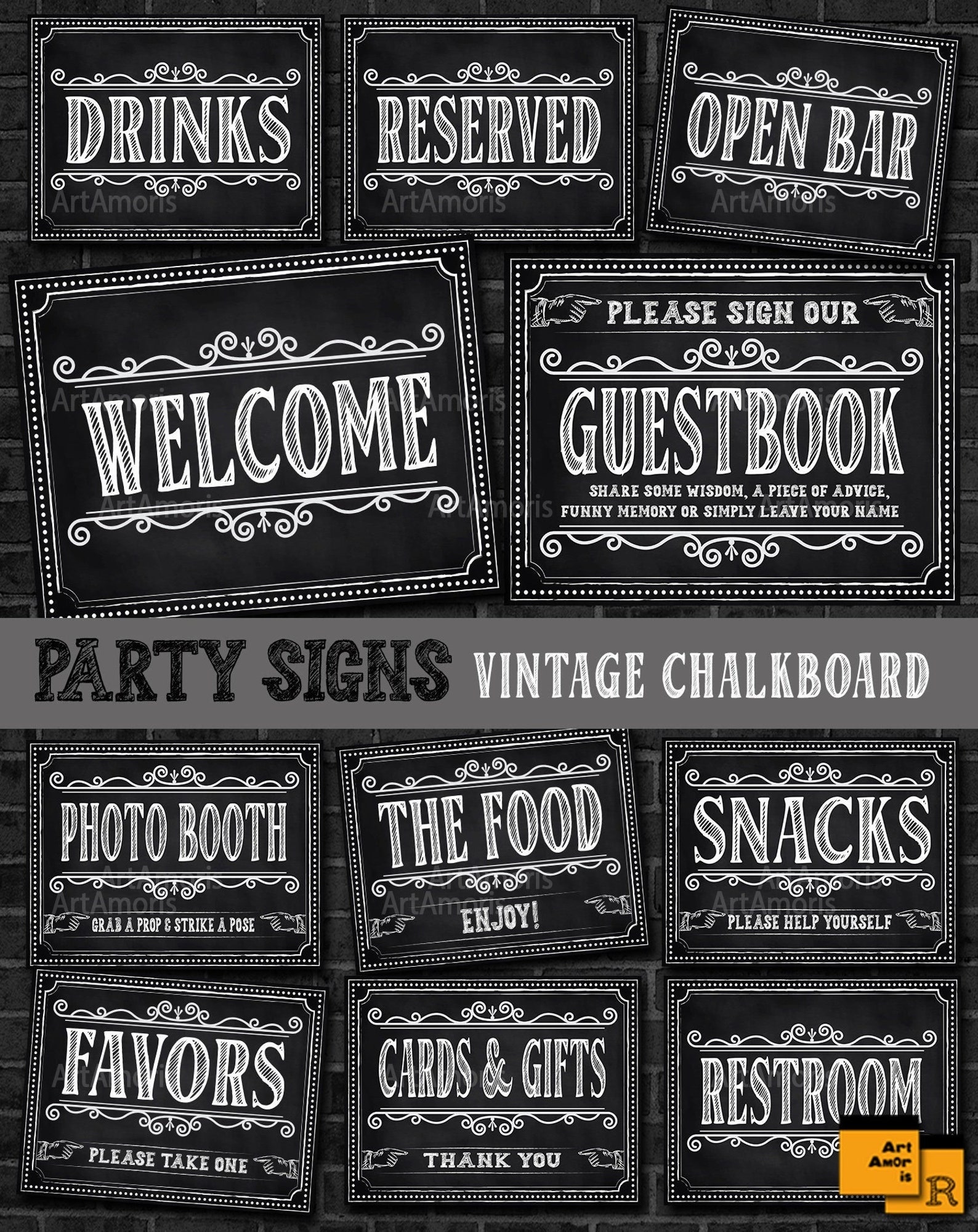Chalkboard Party Signs Vintage Signs Adult Birthday Etsy
