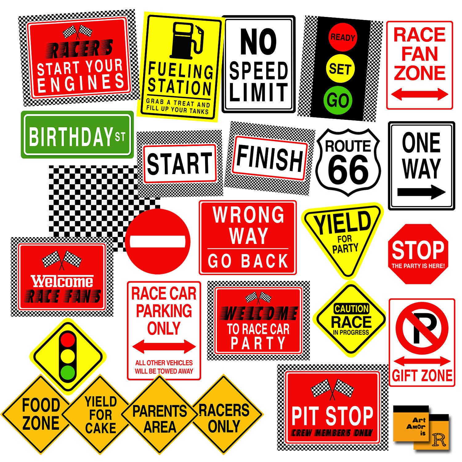Race Car Party Signs Racing Birthday Party Printables Road Etsy Singapore