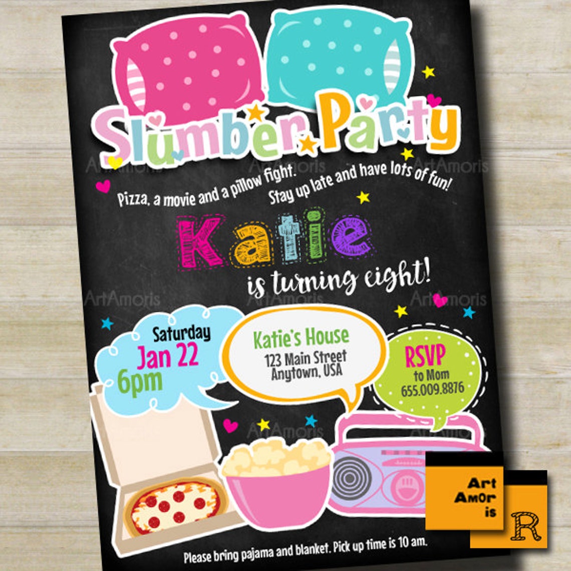 Slumber Party Invitation Girls Slumber Party Invitations Etsy