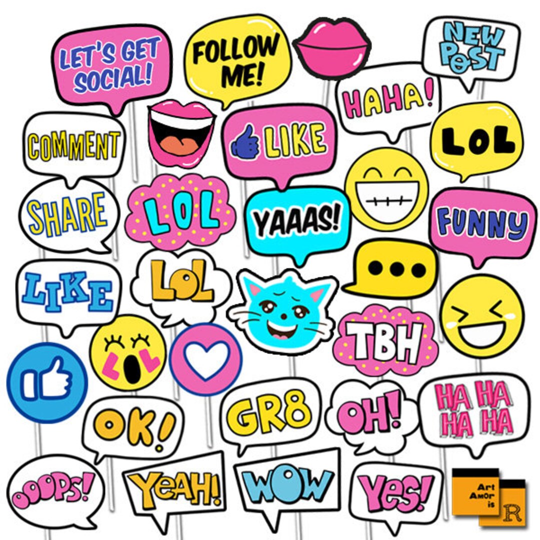 Social Media Photo Booth Props, Girl Teen Birthday Party Printables ...