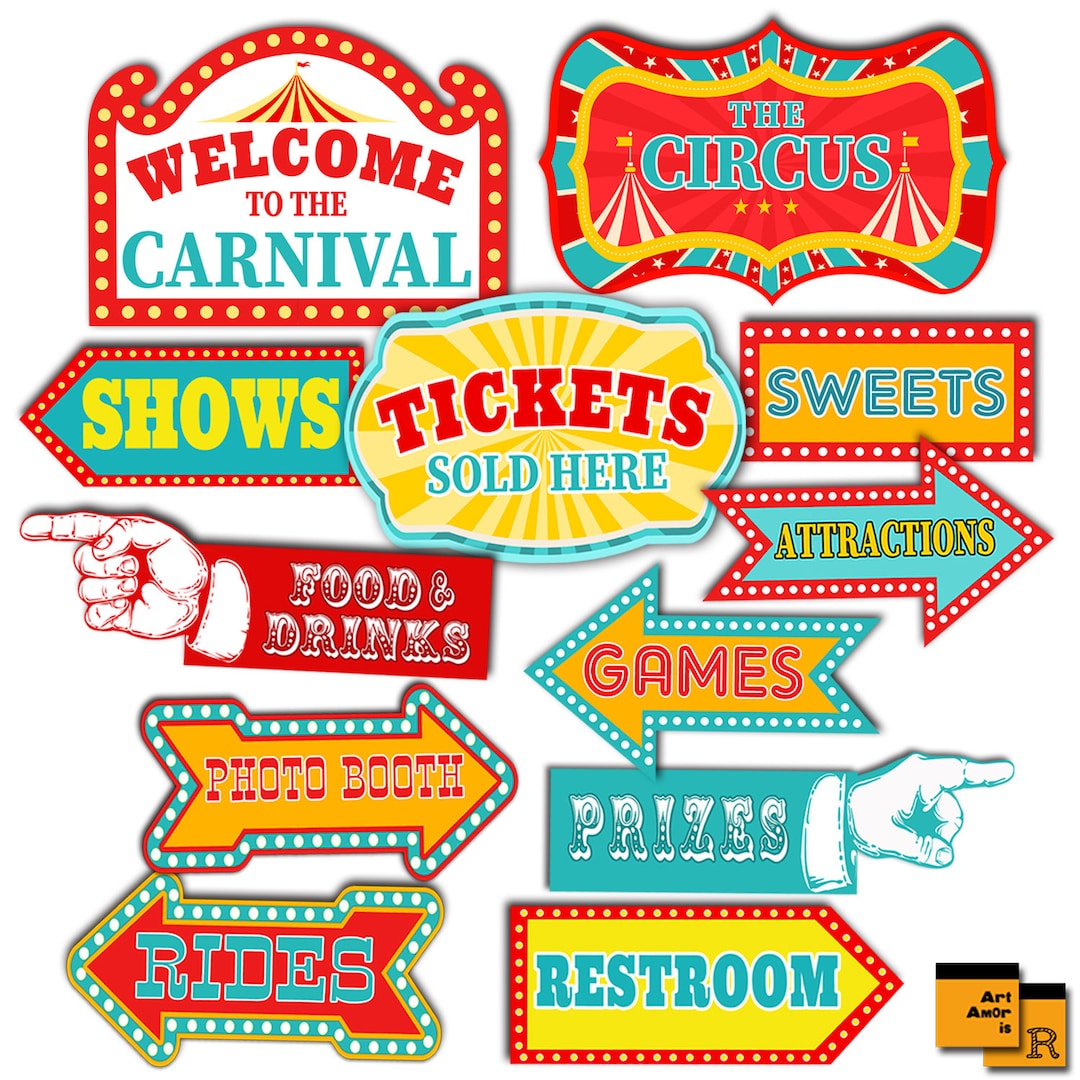 Circus Carnival Signs, Vintage Circus Party Signs, Circus Birthday Party Printables, Circus Signs A3 Size PDF Files, Instant Download RPS3 - Etsy circus-carnival-signs-vintage-circus-party-signs-circus-birthday-party-printables-circus-signs-a3-size-pdf-files-instant-download-rps3-etsy