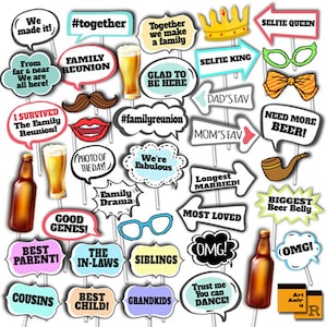 Family Reunion Photo Booth Props, Family Party Props, Reunion Party Props, Party Printables, Instant Download RPP28