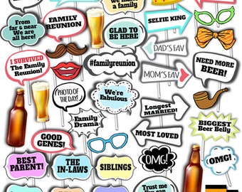 FAMILY REUNION Photo Booth Props INSTANT Download Printable - Etsy