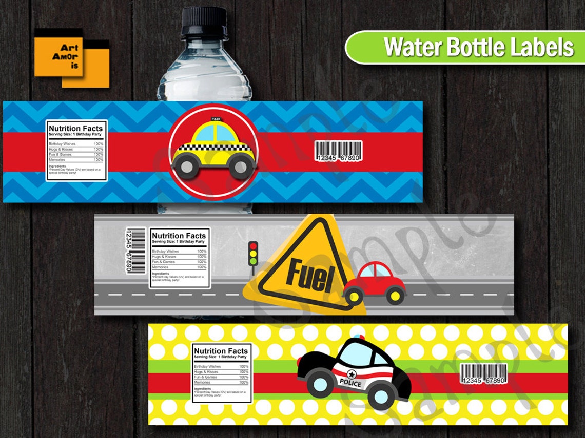 Car Water Bottle Label, Water Label, on the Road, Printable, Party ...