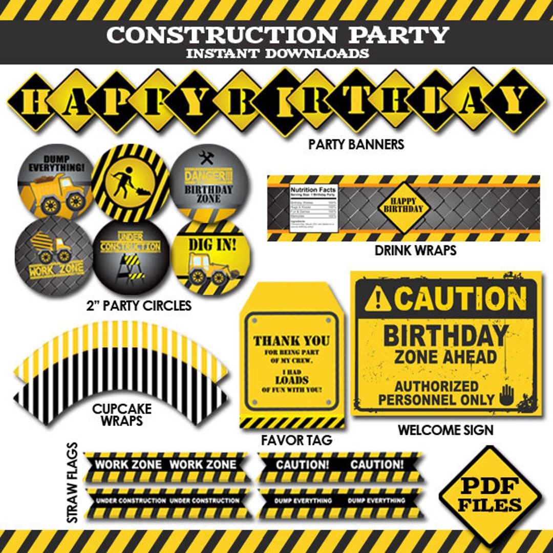 Construction Party Printables Instant Downloads, DIY Construction ...