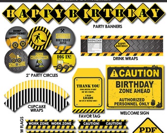 Construction Party Printables Instant Downloads, DIY Construction Birthday Party Decorations, Boys Birthday RP-50