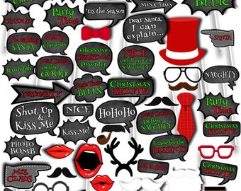 Christmas Photo Booth Props, Holiday Photo Booth Props, Christmas Party Signs Decor, Party Printables, Instant Download RPP40