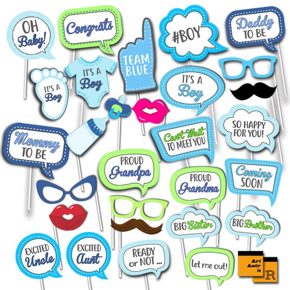 Boy Baby Shower Photo Booth Props It's a Boy Photo Booth Etsy