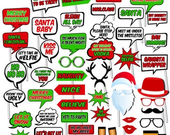 Christmas Photo Booth Props, Holiday Photo Booth Props, Christmas Party Signs Decor, Party Printables, Instant Download RPP41