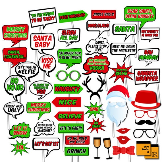 Christmas Photo Booth Props Holiday Photo Booth Props Etsy