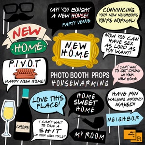 Funny Housewarming Photo Booth Props, House Warming Party Props, New Home Party Printables, Adult Party Decor, Instant Download RPP68