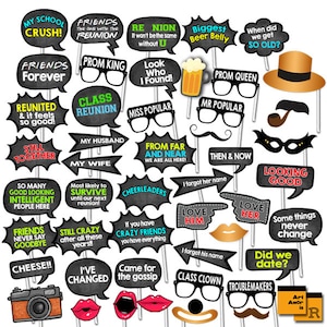Class Reunion Photo Booth Props, School Reunion Props, Reunion Party Props, Party Printables, Instant Download RPP29