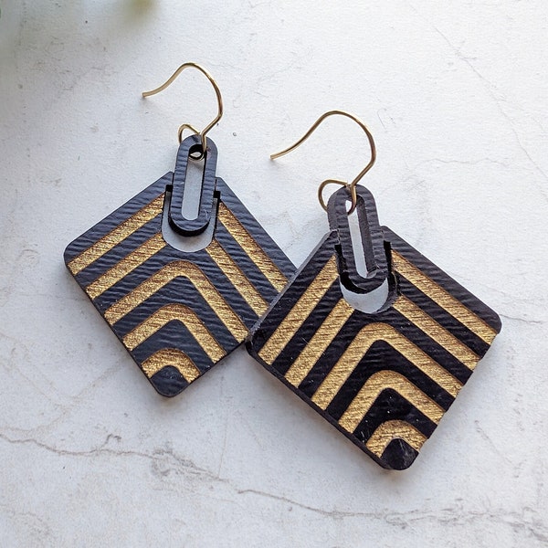 Minimalist Stripe Engraved Square Earring SVG - Laser Cut File - Square Earrings SVG - Geometric Earrings - Digital Download Only