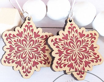 Pendientes de copo de nieve de damasco cortados con láser: archivo SVG de Glowforge (descarga digital)