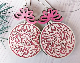 Damask Ornament Earrings Laser Cut File SVG PDF (Digital Download)