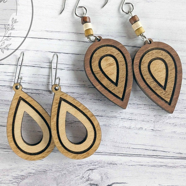 Simple Teardrop Design Earring Laser Cut File - Engraved Design Earrings SVG - Boho Laser File - Digital Download Only - Commercial Use