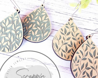 Boho Vine Teardrop Earring Laser Cut Files: Botanical SVG (Digital Download)