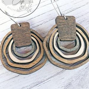 Golvende Hoop Earring Laser Cut File - Boho onregelmatige Hoop Earring SVG - Glowforge Cut File - Alleen digitale download - Commercieel gebruik