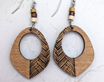 Brush Strokes Engraved Earrings Laser Cut File: Boho SVG (Digital Download)