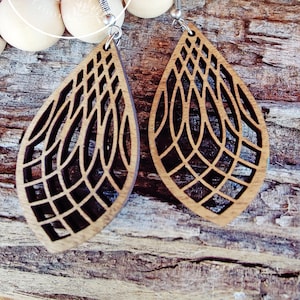 Geometric Teardrop Design Earring Laser Cut File - Spirograph Earrings SVG - Glowforge Cut File - Digital Download Only - Commercial Use