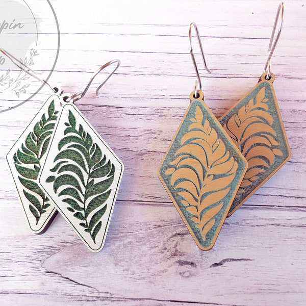 Vine Engraved Earring Laser Cut Files -  Boho Botanical Plant Earrings SVG - Glowforge Cut File - Digital Download Only - Commercial Use