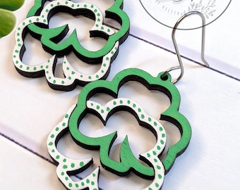 Shamrock Laser Cut Earring SVG File: St Patrick's Day Earrings (Digital Download)