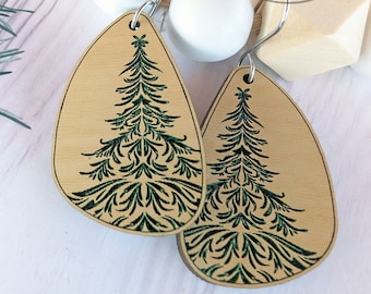 Laser Cut Christmas Tree Earrings SVG File: Glowforge Holiday Design (Digital Download)