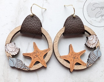 Sea Life Hoop Earring Laser Cut File: Ocean SVG (Digital Download)