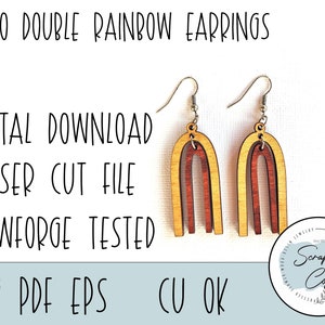 Boho Double Rainbow Earring Laser Cut File - Skinny Rainbow Earrings SVG - Glowforge Cut File - Digital Download Only - Commercial Use