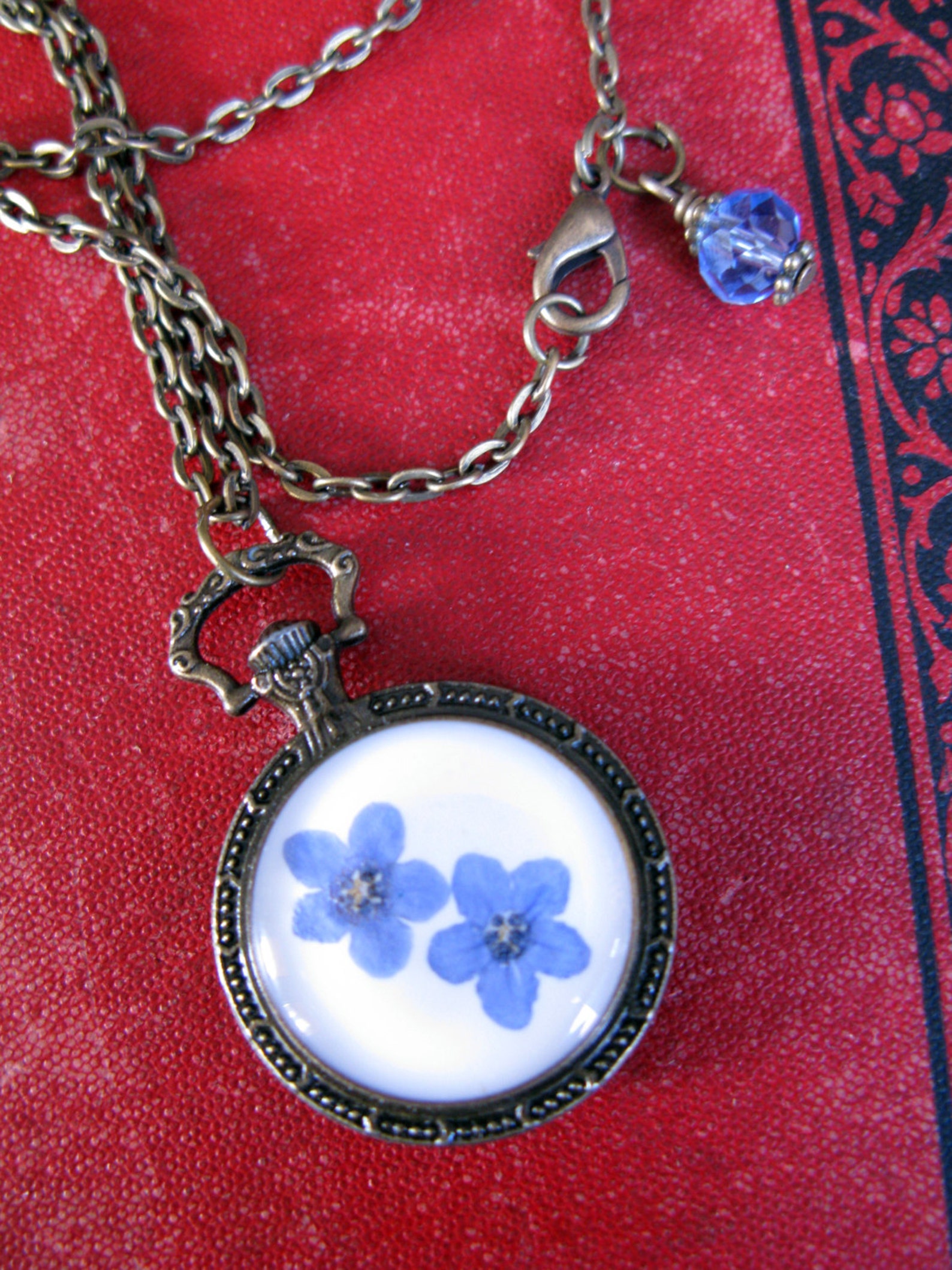 Me Not Resin Pendant Necklace Real Flowers in Pocket Etsy