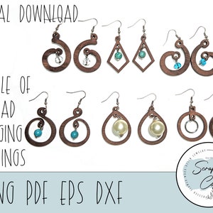 Earring Bundle Laser Cut Digital File Bead Hanger Earrings SVG Glowforge Earring Bundle Digital Download Only Commercial Use SVG image 1