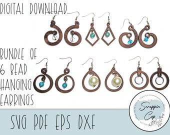 Earring Bundle Laser Cut Digital File - Bead Hanger Earrings SVG - Glowforge Earring Bundle - Digital Download Only - Commercial Use SVG