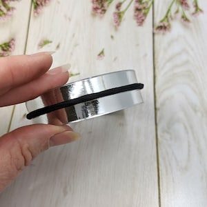 Hair Tie Bracelet - Silver Mirror Acrylic Hair Tie Bracelet - Metal Free Hair Tie Cuff Bracelet - Shiny Silver Bracelet