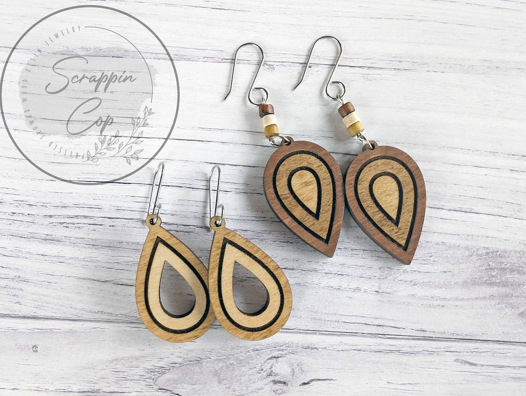 Simple Teardrop Design Earring Laser Cut File - Engraved Design ...