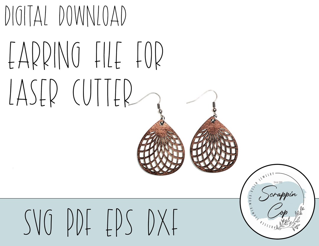 Teardrop Earring Laser Cut File: Spirograph SVG Design (digital ...