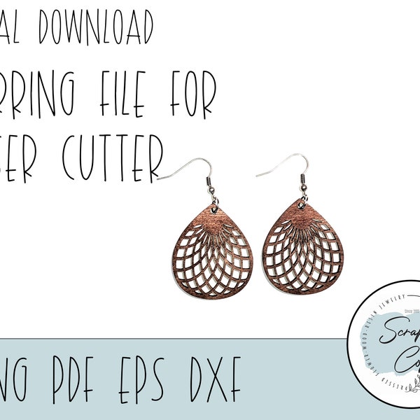 Teardrop Design Earring Laser Cut File - Spirograph Design Earrings SVG - Glowforge Cut File - Digital Download Only - Commercial Use