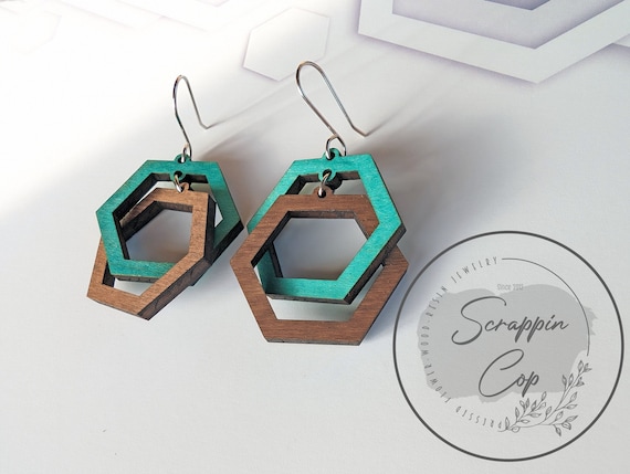 Linked Hexagon Laser Cut Earrings SVG Bundle (Digital Download)