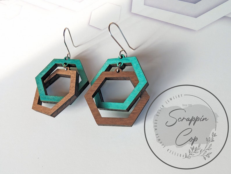 Linked hexagon earring laser cut file