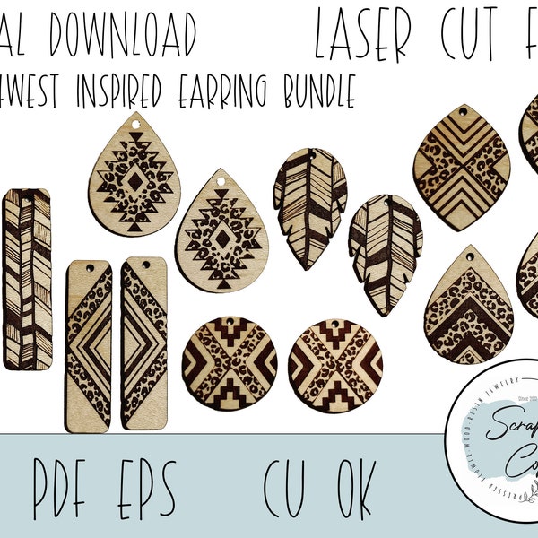 Boho Southwest Inspirierte Ohrringe - Laser Cut File - Leopard Ohrringe SVG - Glowforge Ohrringe - Digitaler Download - Kommerzielle Nutzung