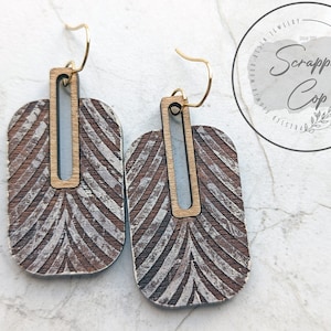 Boucle d'oreille rectangulaire gravée en forme de pagaie SVG - fichier découpé au laser - boucles d'oreilles carrées SVG - boucles d'oreilles géométriques - téléchargement numérique uniquement