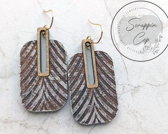 Paddle Shape Stripe Engraved Rectangular Earring SVG - Laser Cut File - Square Earrings SVG - Geometric Earrings - Digital Download Only