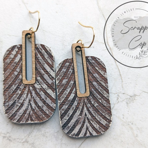 Paddle Shape Stripe Engraved Rectangular Earring SVG - Laser Cut File - Square Earrings SVG - Geometric Earrings - Digital Download Only