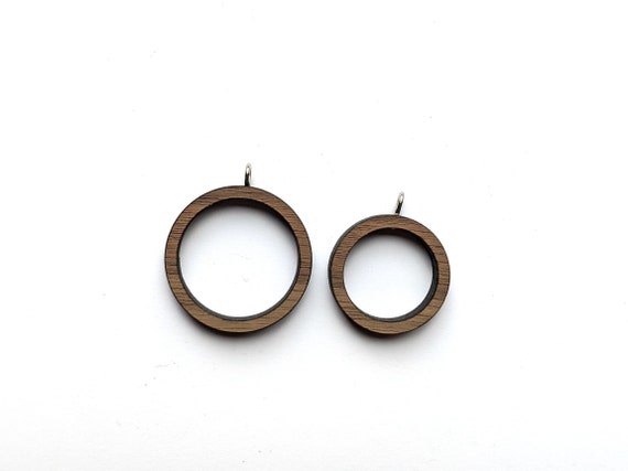Open Back Wood Pendant Bezel DIY for Resin Polymer Etc. Circle