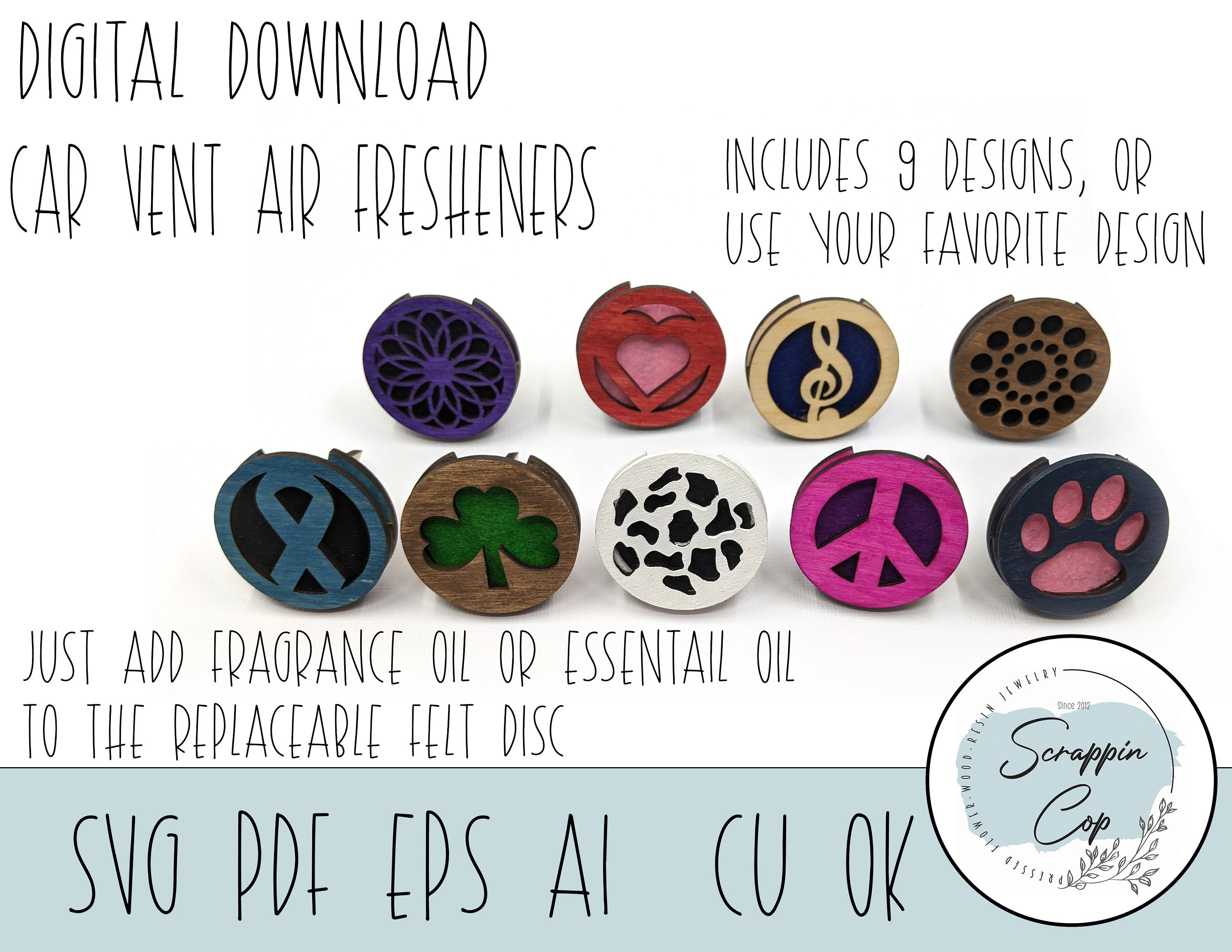 Car Air Freshener Laser Cut Digital File Auto Air Freshener Etsy