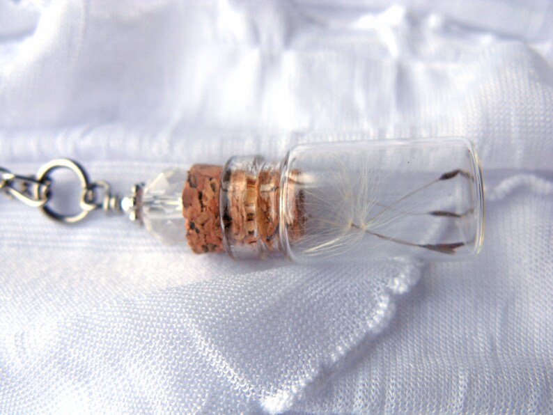 Dandelion Seed Glass Bottle Necklace Dandelion Seeds in Tiny Vial Pressed Flower Jewelry Glass Bottle Pendant Botanical jewelry image 4