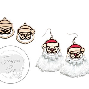 Macrame Santa Earrings SVG Santa Laser Cut File Glowforge Cut File Wood Christmas Earrings Digital Download Commercial Use SVG image 6