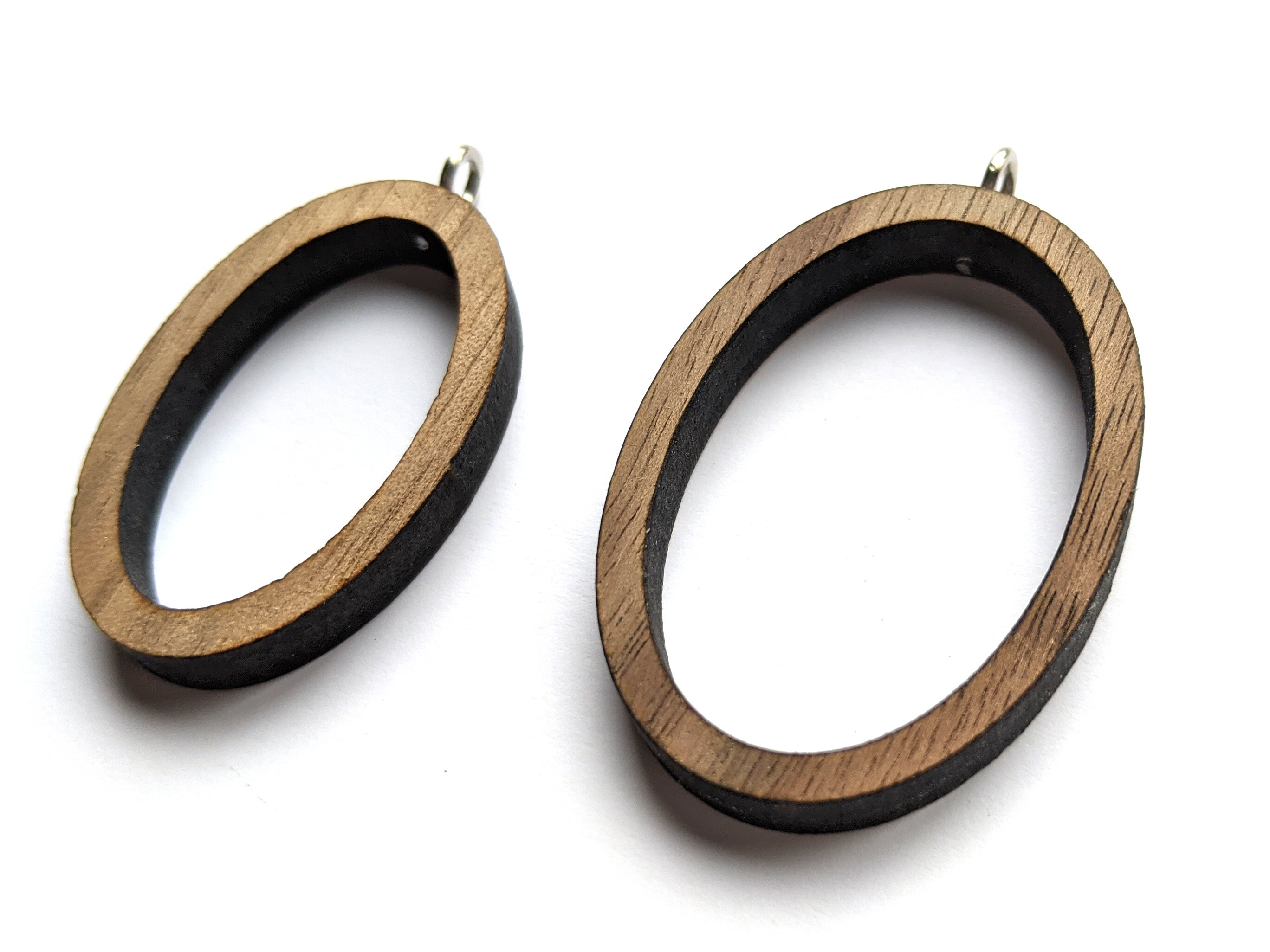 Open Back Wood Pendant Bezel DIY for Resin, Polymer, Etc. Circle Shape  Walnut Wood Laser Cut Jewelry Bezels Set of Five Deep Bezels 