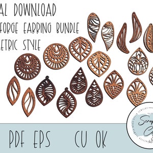 Earring Bundle Laser Cut Digital File - Boho Design Earrings SVG - Glowforge Earring Bundle - Geometric Style SVG - Commercial Use
